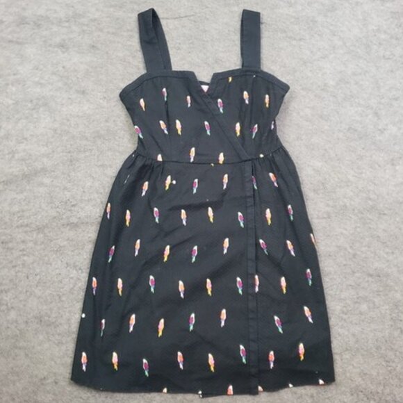 Kate Spade Flock Party Jacquard Mini Dress Black Pink Parrots Size 6 - Picture 4 of 4